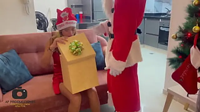 Santa gifts a Latina with his massive pole and sweet milk for Christmas  H L 