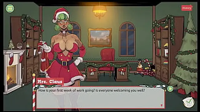 Claus' Secret Surprise [ XMAS HENTAI Game ] Ep 3 Mrs santa tease us with her underskirt ANAL plug !