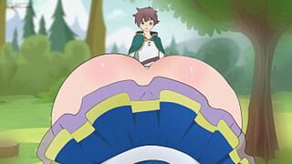 Aqua Seduces Kazuma with her Short Skirt: Hentai, Cartoon, Parody, 2025