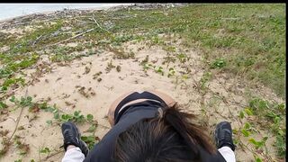 Anal day at the beach with naughty voyeurs