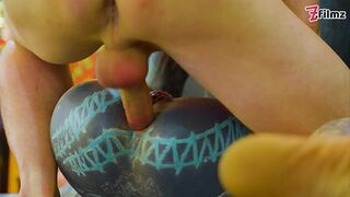 Pornstar Tattoo Artist gets Assfucked from Customer - hard Anal, ATM, facial cumshoot