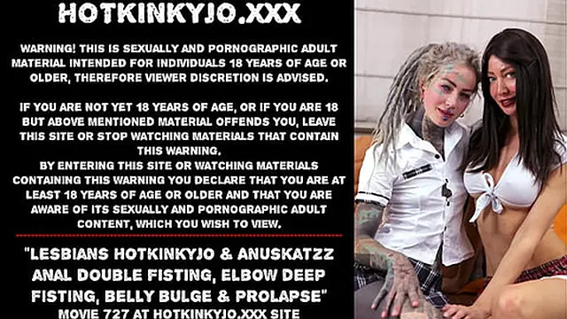 Lesbians Hotkinkyjo & Anuskatzz anal👌 double fisting — elbow deep fisting — belly bulge & prolapse