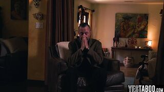 Petite lesbian stepdaughter has anal sex in front of her stepdad