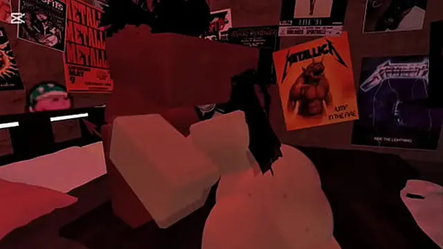 Dark entity pleasures a large white woman in a Roblox condo