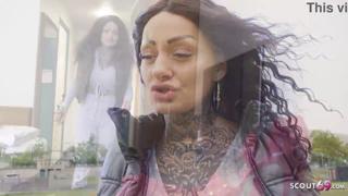 Big tits tattooed German scout ravishes Mia Roux's anal👌 holes