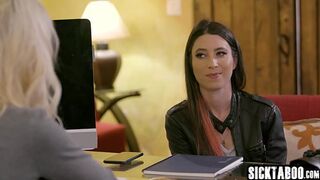 Lusty MILF Kenzie Taylor fucked horny lesbian teen Serena Blair and babe enjoyed hot pussy licking