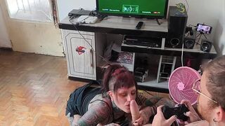 naughty girl with a big ass didn't let me play video games —  so I put it in her ass hairy