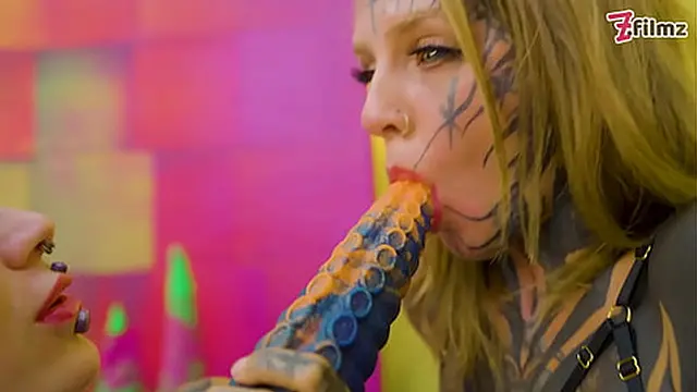 Heavy Tattooed Lesbian Toy Ride ANAL &mdash;  ATM &mdash;  and Fantasy Dildo Fun