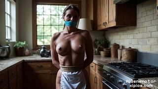 BDSM Hardcore Maid get cuffed in rope and cuffed Ai Generated