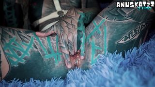 Skinny Inked TEEN Masturbation Squirts Gaping and Prolapse Solo Play