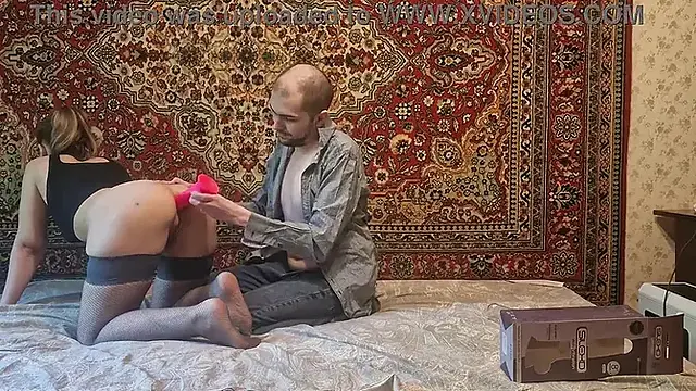 Russian amateur slut wife plays with her gaping asshole