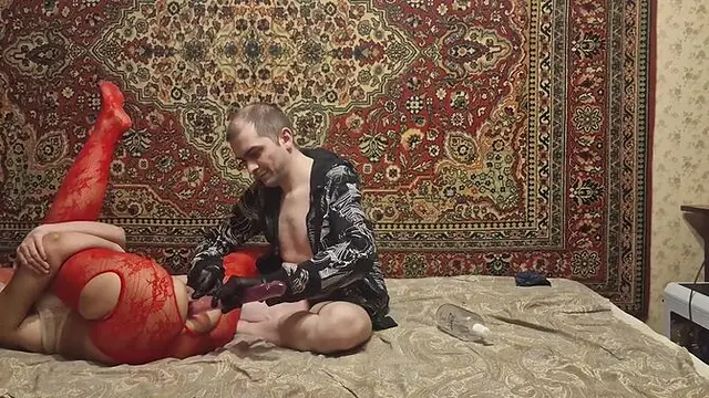 Russian Floozy Wife Masturbates Butt with Dildo