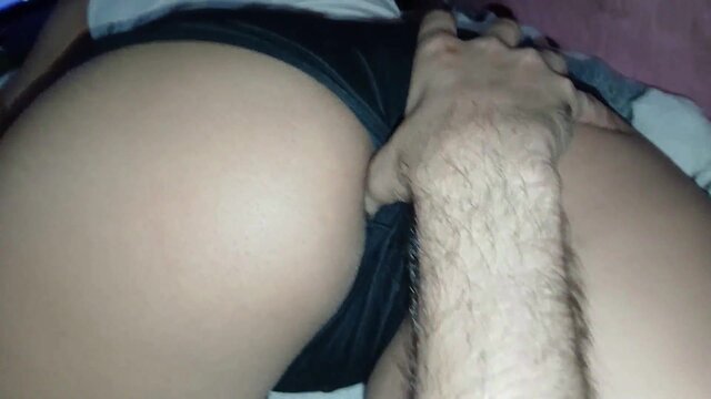 Hot Latina amateur POV gives rear-to-finger while working